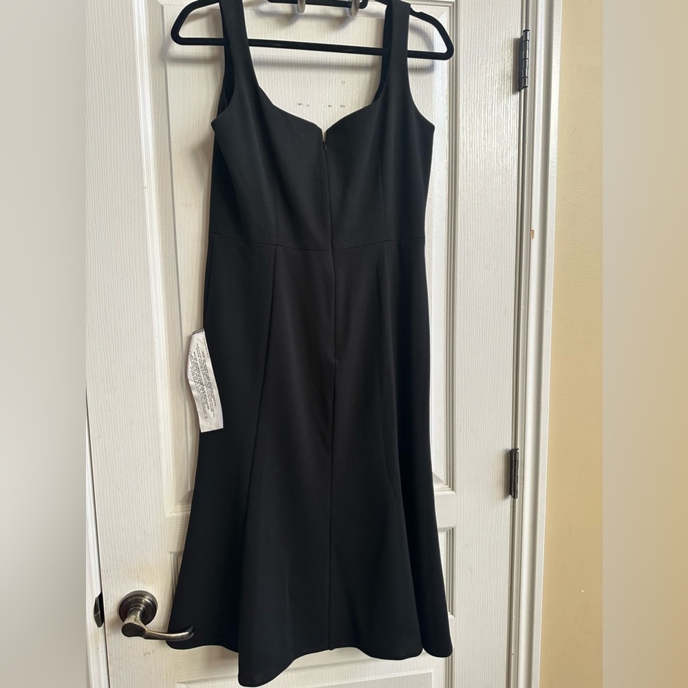 Dress the Population Monica Tea Length Trumpet Dress Black Large